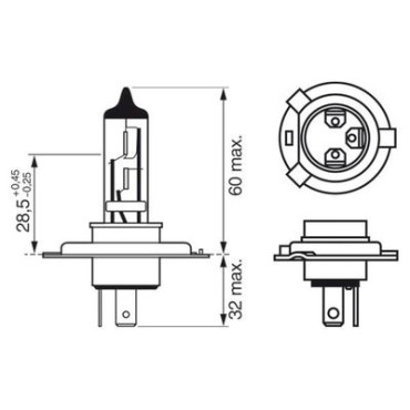 Автолампа 12V H4 4200K бокс 2шт BOSCH 1987301440