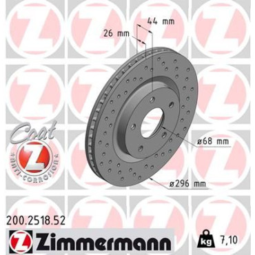 Диск гальмівний ZIMMERMANN 200251852