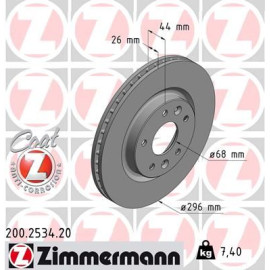 Диск гальмівний передній ZIMMERMANN 200253420