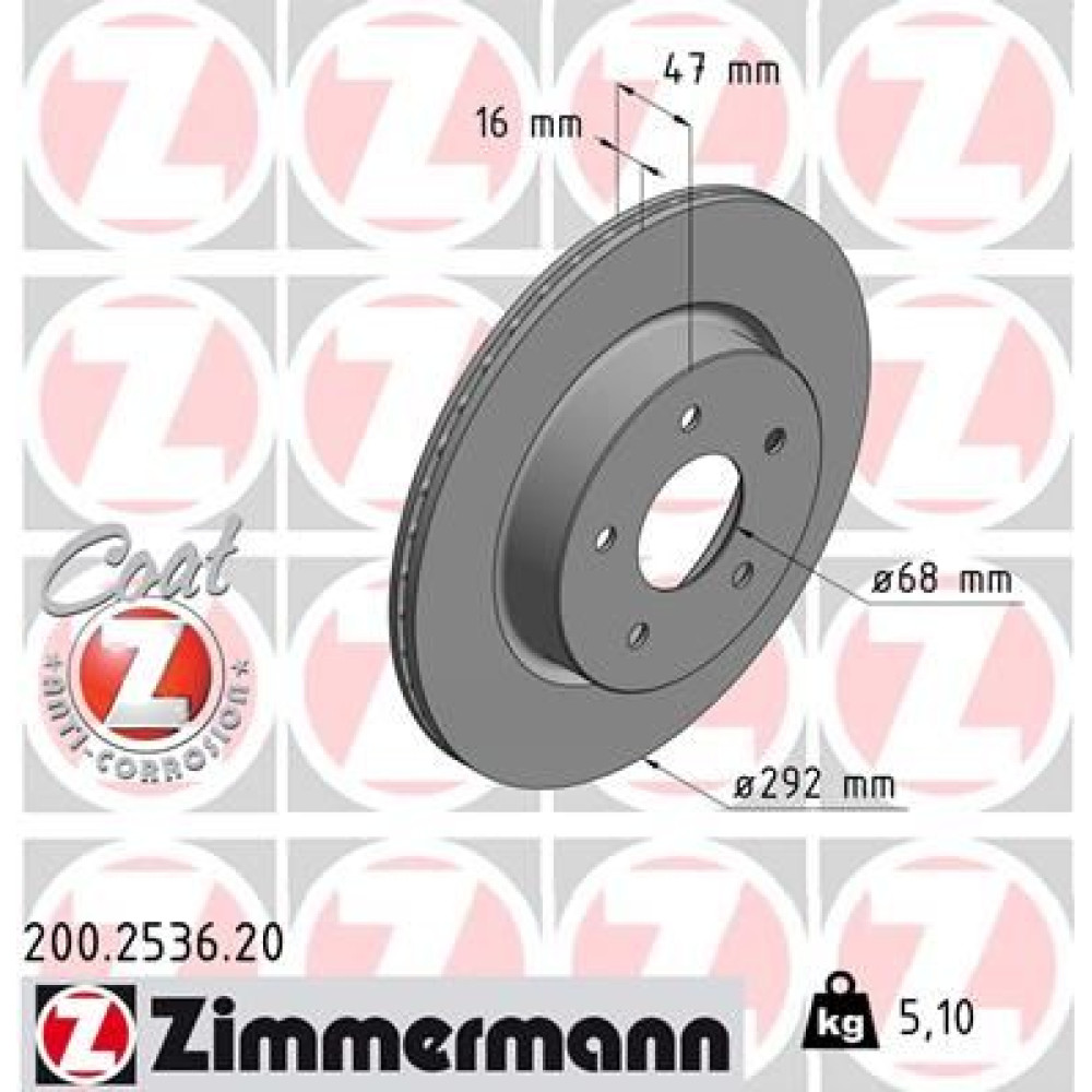 Диск гальмівний ZIMMERMANN 200253620