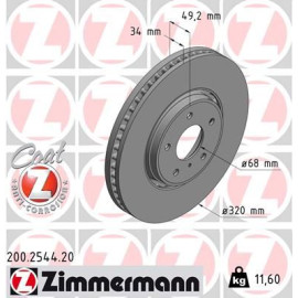 ZIMMERMANN 200254420 Диск тормозной ZIMMERMANN 200254420