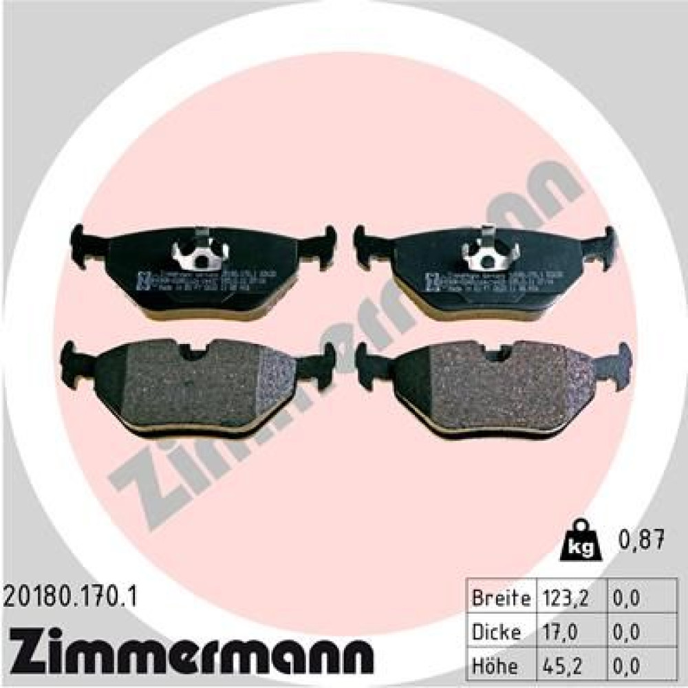 Колодки тормозные дисковые ZIMMERMANN 201801701