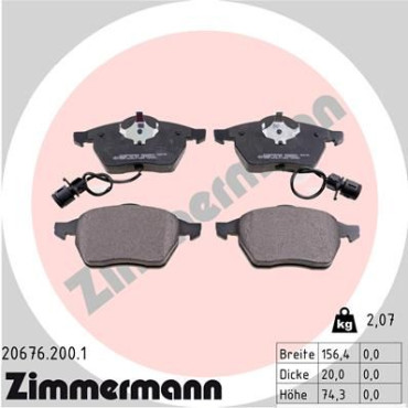 Колодки тормозные дисковые, комплект ZIMMERMANN 206762001