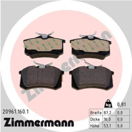 Колодки гальмівні дискові, комплект ZIMMERMANN 209611601