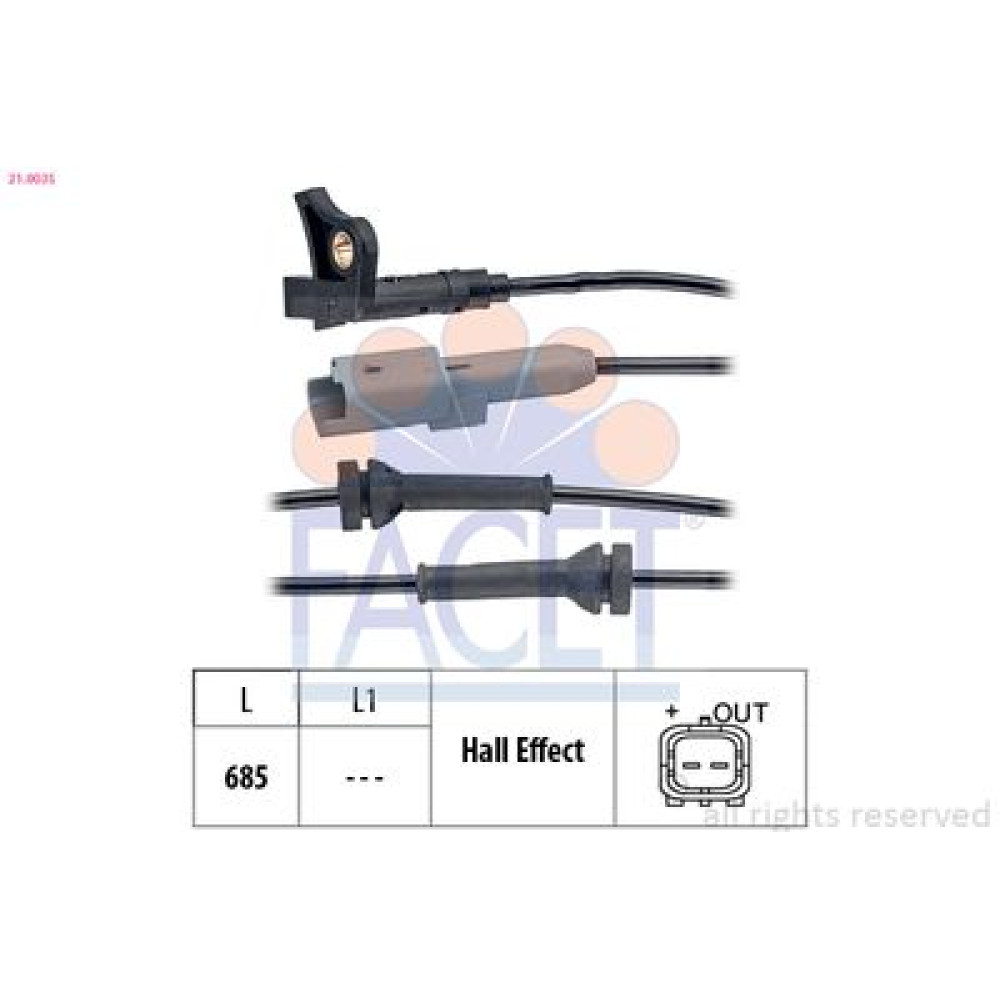 Датчик ABS FACET 210035