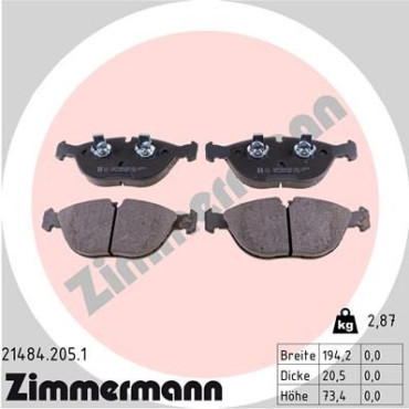 Колодки тормозные дисковые, комплект ZIMMERMANN 214842051
