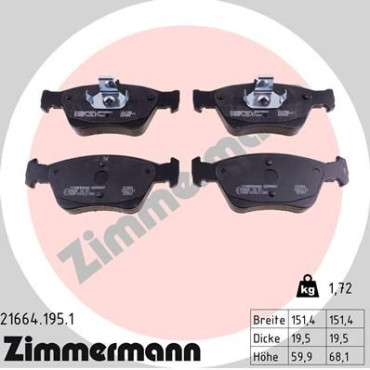 Колодки гальмівні дискові комплект ZIMMERMANN 216641951