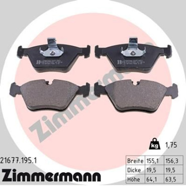 Колодки гальмівні дискові, комплект ZIMMERMANN 216771951