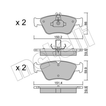Комплект тормозных колодок из 4 шт. дисков METELLI 2202190