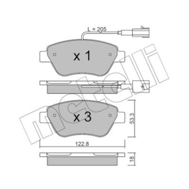 Комплект тормозных колодок из 4 шт. дисков METELLI 2203210