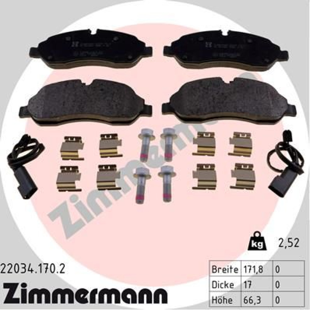 Колодки тормозные дисковые ZIMMERMANN 220341702
