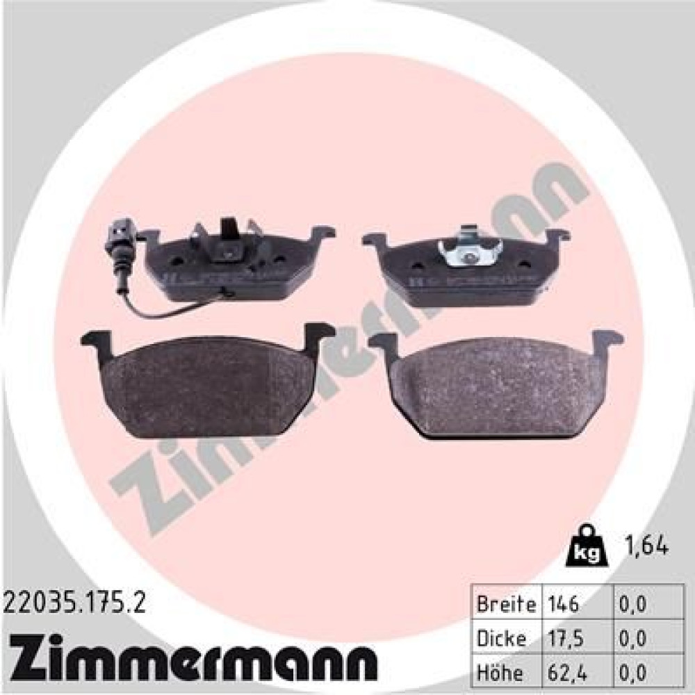 Колодки гальмівні передні комплект ZIMMERMANN 220351752