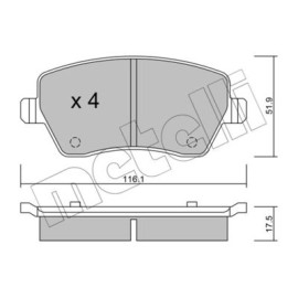 Комплект гальмівних колодок METELLI 2204850