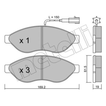 Комплект гальмівних колодок з 4 шт. дисків METELLI 2207080