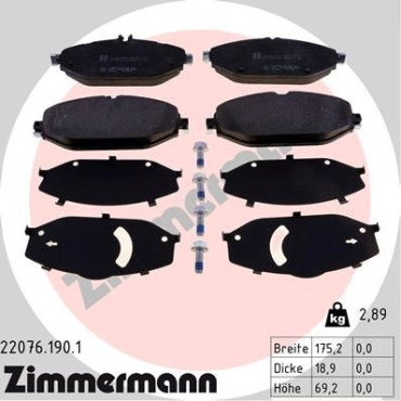 Колодки гальмівні дискові комплект ZIMMERMANN 220761901