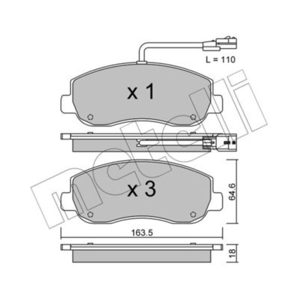 Комплект гальмівних колодок METELLI 2208980