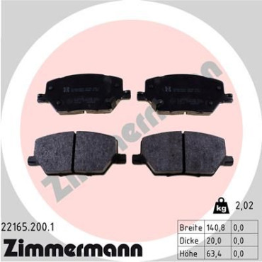 Колодки гальмівні дискові передні комплект ZIMMERMANN 221652001