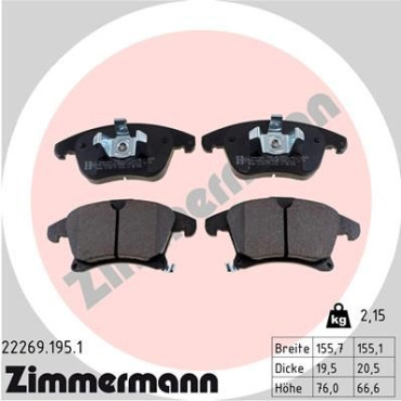 Колодки тормозные дисковые, комплект ZIMMERMANN 222691951