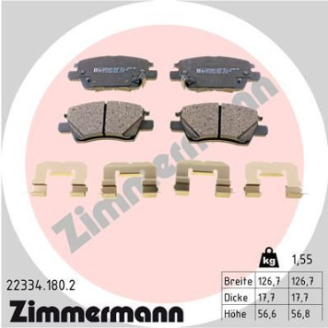 Колодки тормозные дисковые, комплект ZIMMERMANN 223341802
