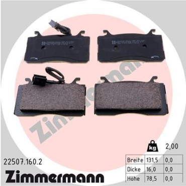 Колодки тормозные дисковые, комплект ZIMMERMANN 225071602