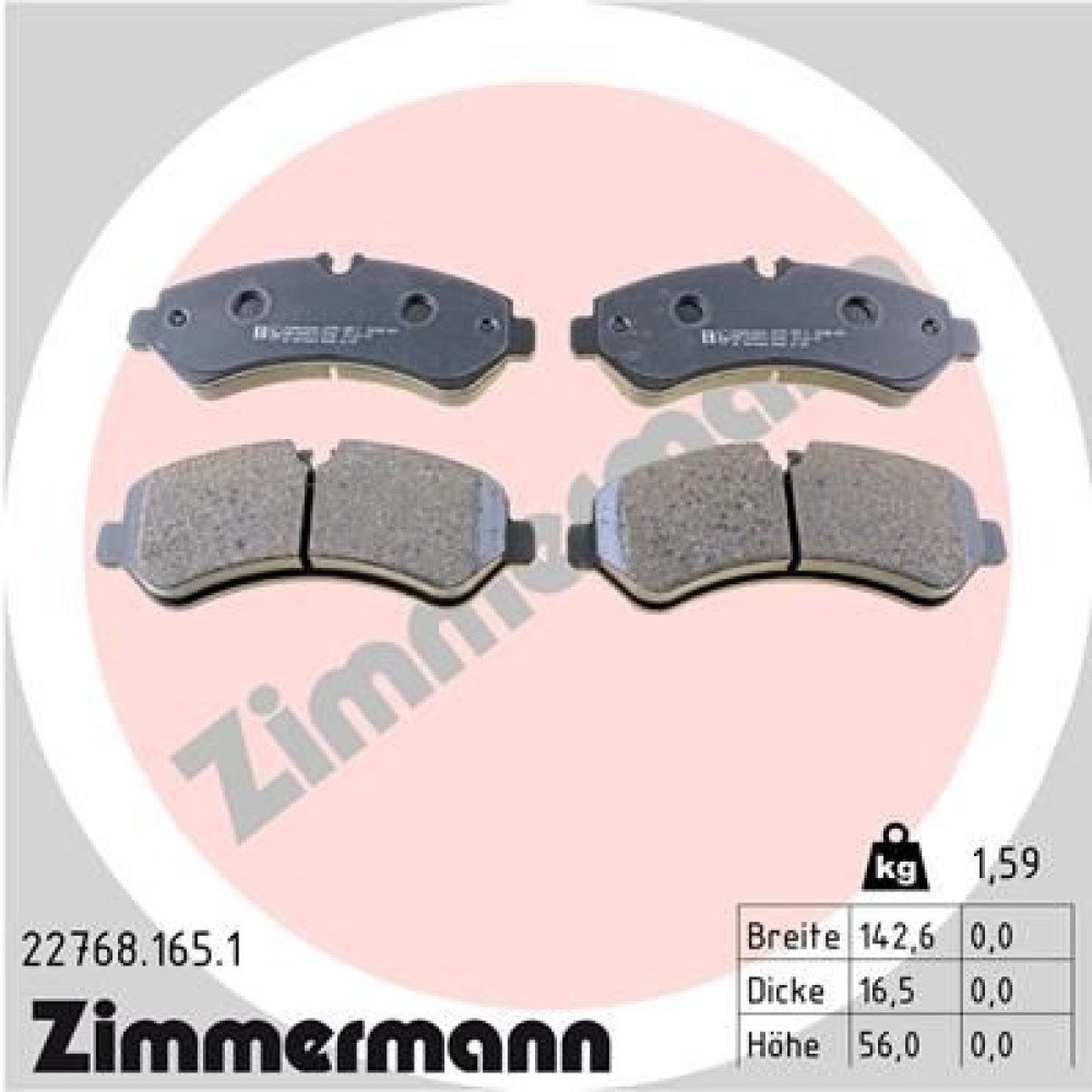 Колодки гальмівні дискові, комплект ZIMMERMANN 227681651