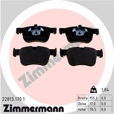Колодки тормозные дисковые, комплект ZIMMERMANN 228131701