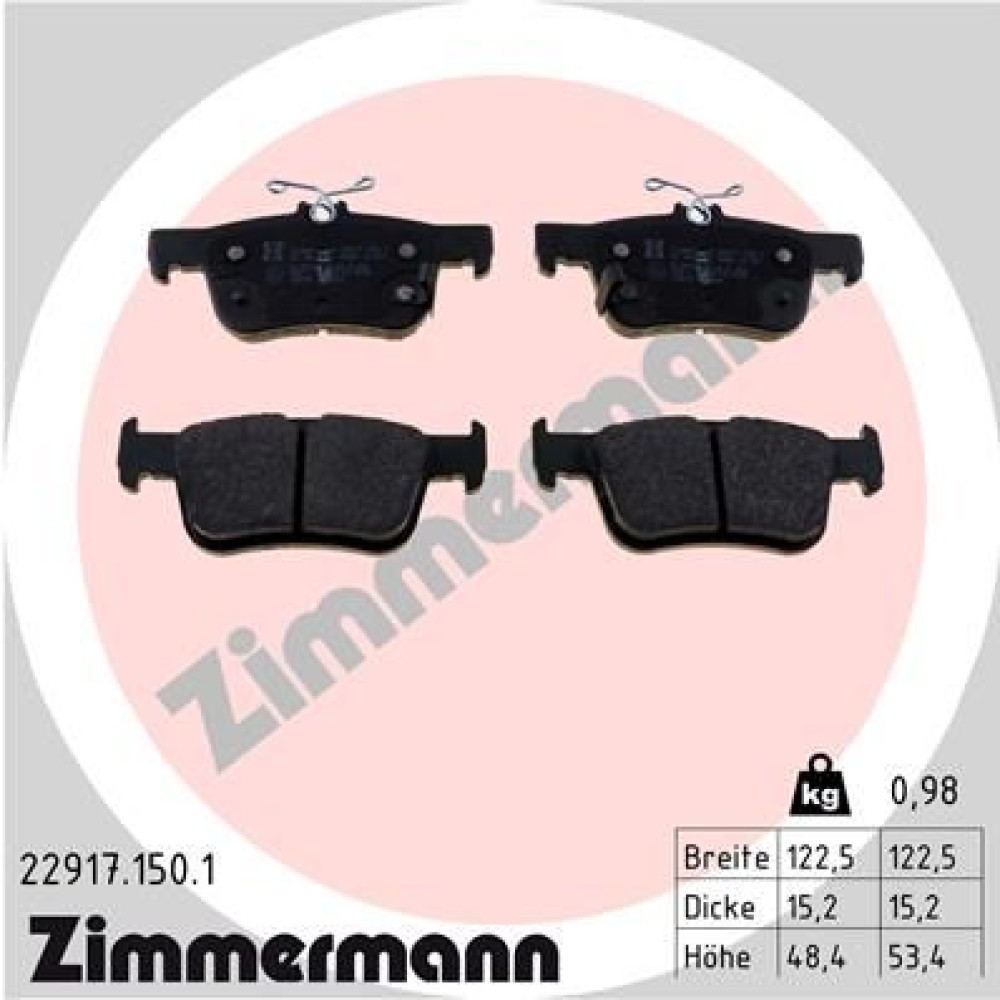Колодки гальмівні дискові, комплект ZIMMERMANN 229171501
