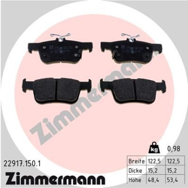 Колодки гальмівні дискові, комплект ZIMMERMANN 229171501