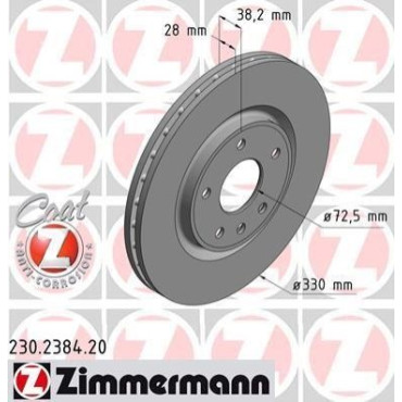 Диск гальмівний ZIMMERMANN 230238420