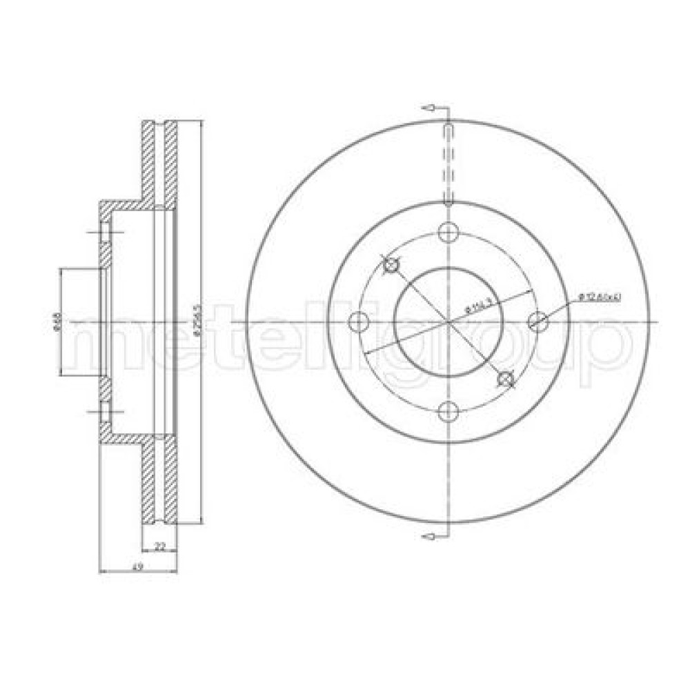 Диск тормозной METELLI 230249c
