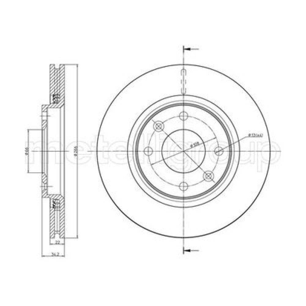 Диск тормозной METELLI 230555c