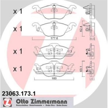 Колодки гальмівні дискові комплект ZIMMERMANN 230631731