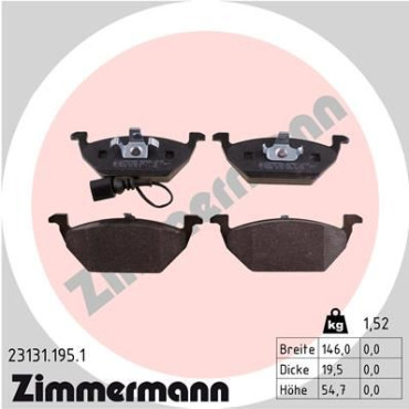 Колодки тормозные дисковые, комплект передний ZIMMERMANN 231311951