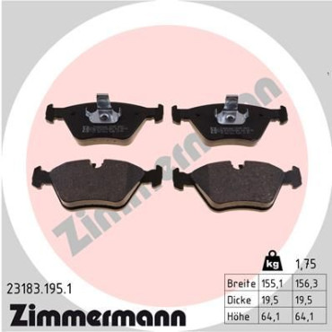Колодки тормозные дисковые, комплект ZIMMERMANN 231831951
