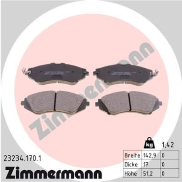 Колодки гальмівні дискові передні комплект ZIMMERMANN 232341701