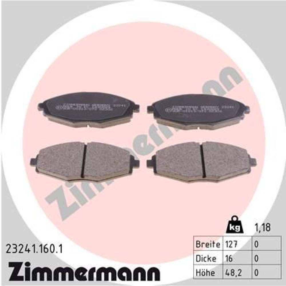 Колодки гальмівні дискові, комплект ZIMMERMANN 232411601