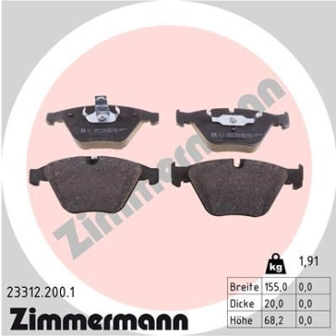 Колодки гальмівні дискові передні комплект ZIMMERMANN 233122001