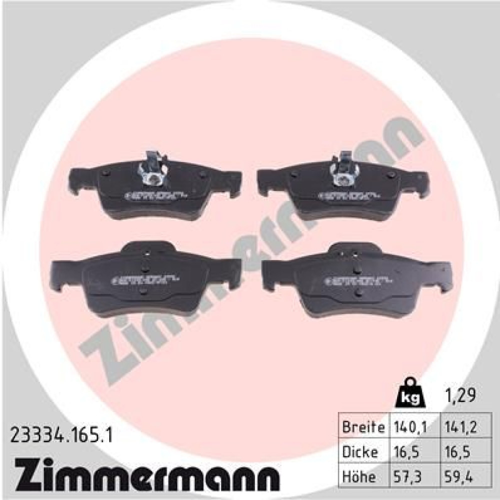 Колодки тормозные дисковые ZIMMERMANN 233341651