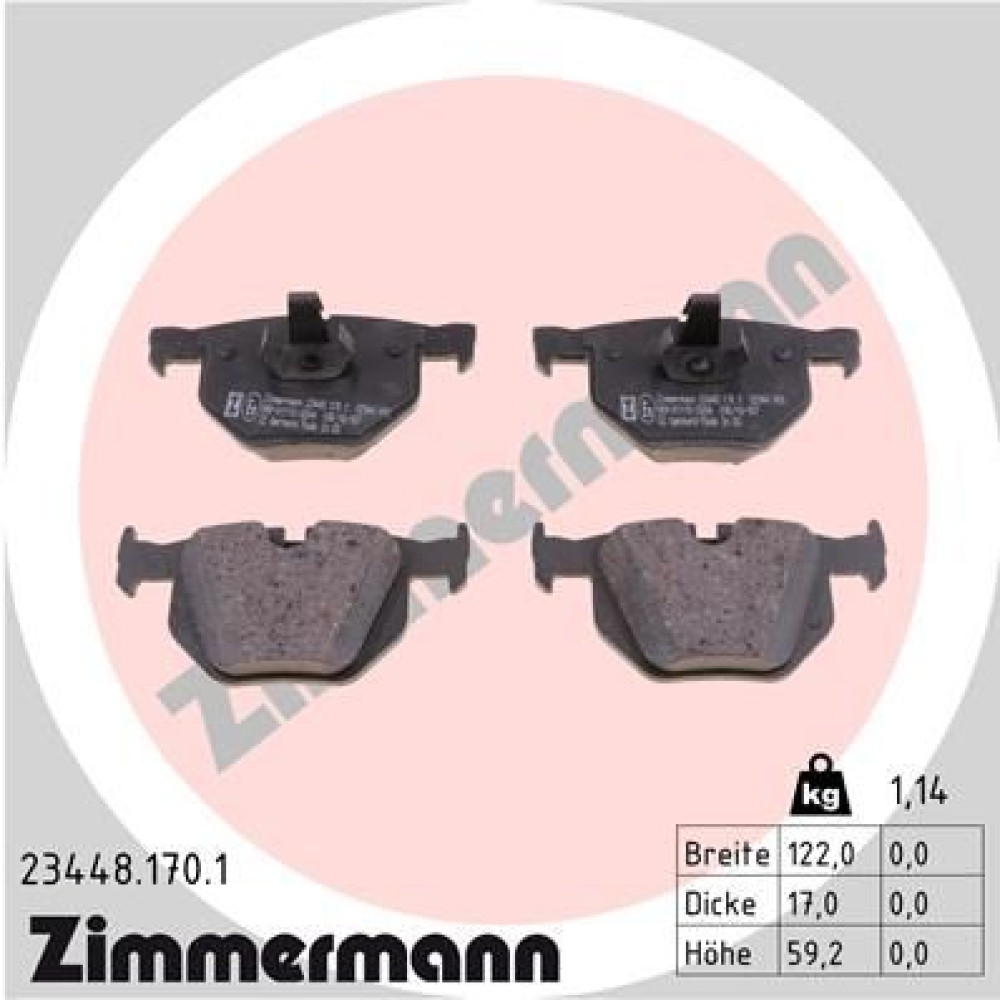 Гальмівні колодки дискові, комплект ZIMMERMANN 234481701