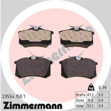 Колодки гальмівні дискові задні комплект ZIMMERMANN 235541501