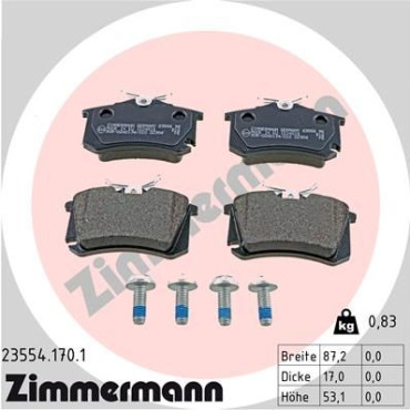 Колодки гальмівні задні комплект ZIMMERMANN 235541701