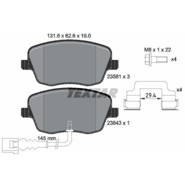 Комплект тормозных колодок из 4 шт. дисков Textar 2358102