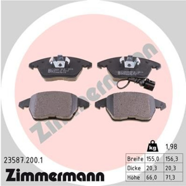 Колодки тормозные дисковые передние ZIMMERMANN 235872001