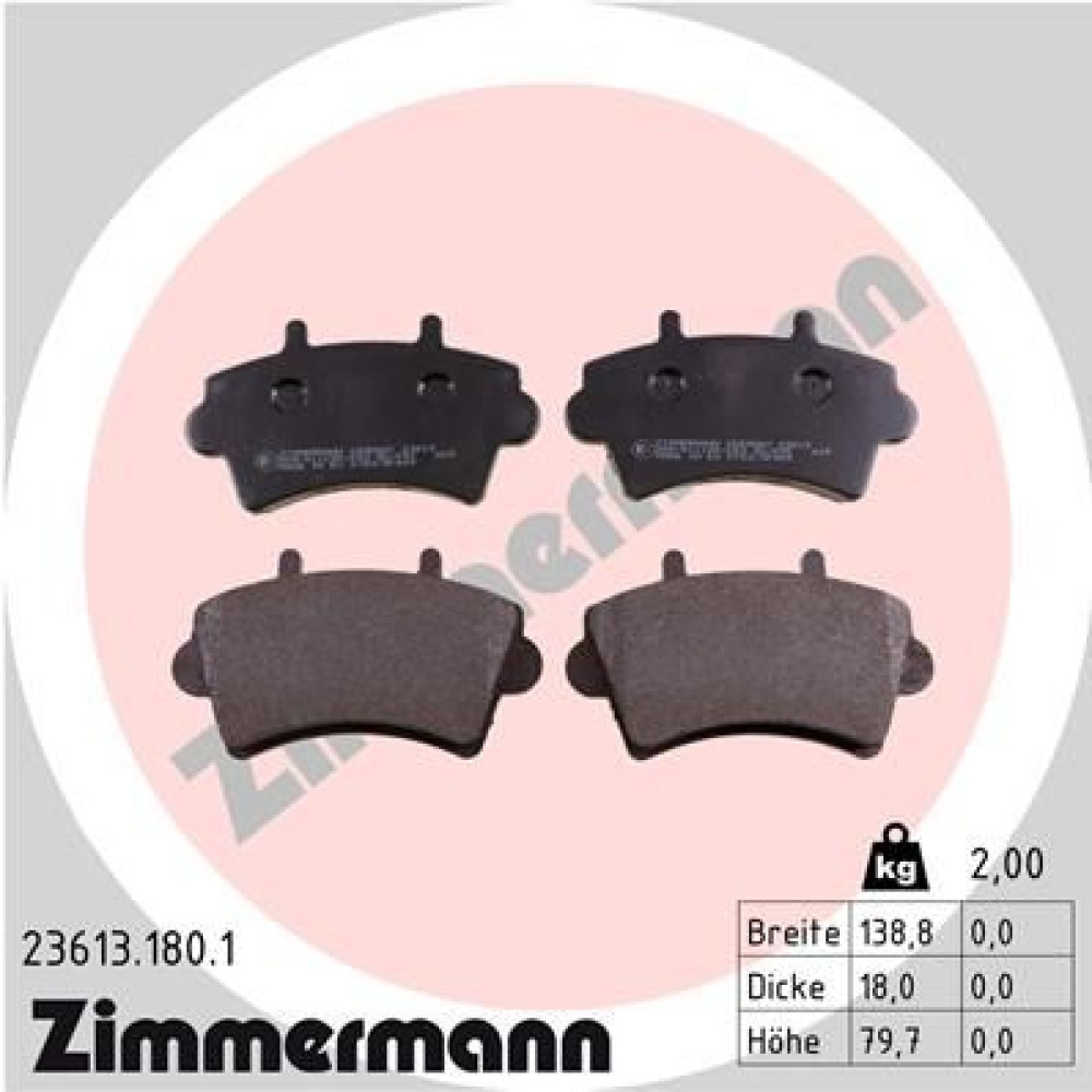 Колодки гальмівні дискові комплект ZIMMERMANN 236131801