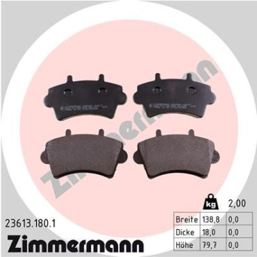 Колодки тормозные дисковые ZIMMERMANN 236131801