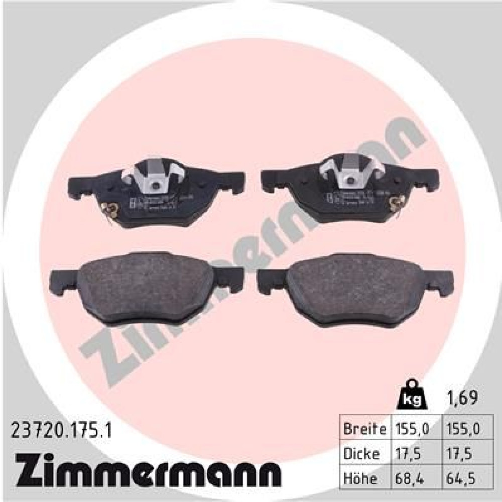 Колодки гальмівні дискові, комплект ZIMMERMANN 237201751