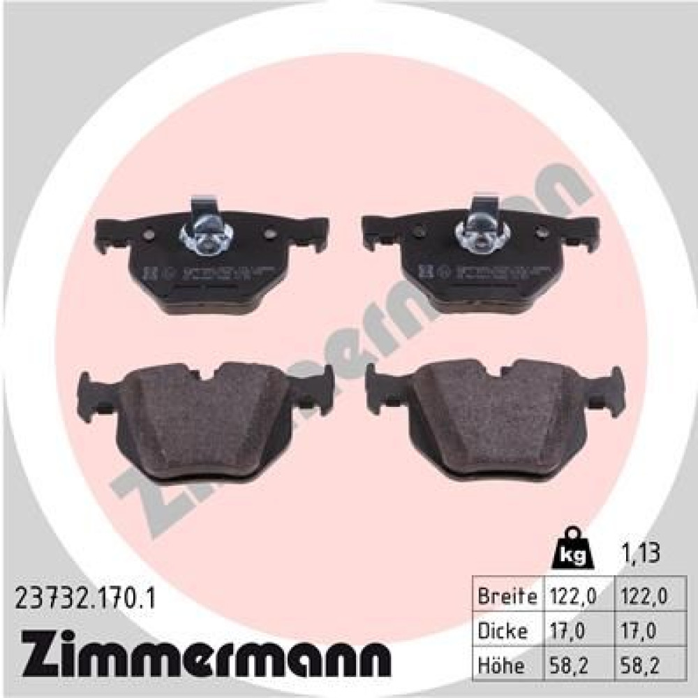 Колодки гальмівні дискові задні комплект ZIMMERMANN 237321701