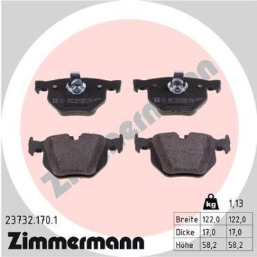 Колодки тормозные дисковые задние комплект ZIMMERMANN 237321701