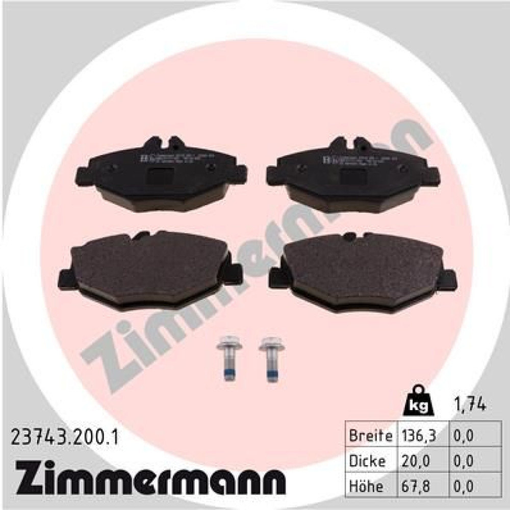 Колодки гальмівні дискові, комплект ZIMMERMANN 237432001