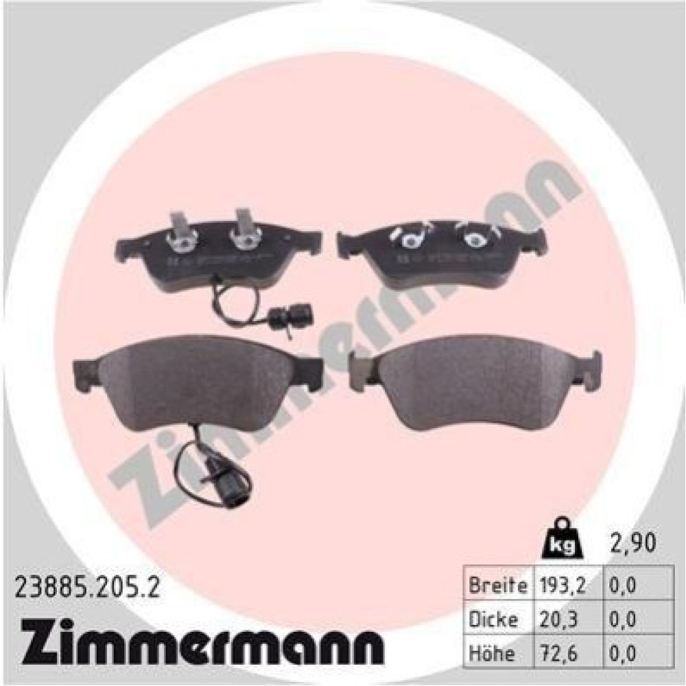 Колодки гальмівні дискові, комплект ZIMMERMANN 238852052